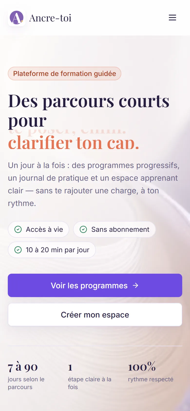Ancre-toi — en version mobile