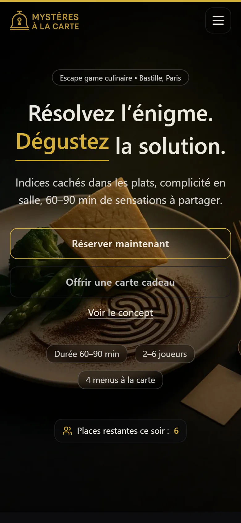 Mystères à la carte — en version mobile