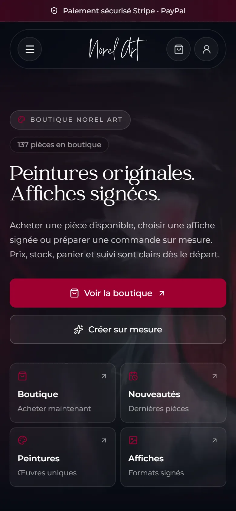 Norel Art — en version mobile
