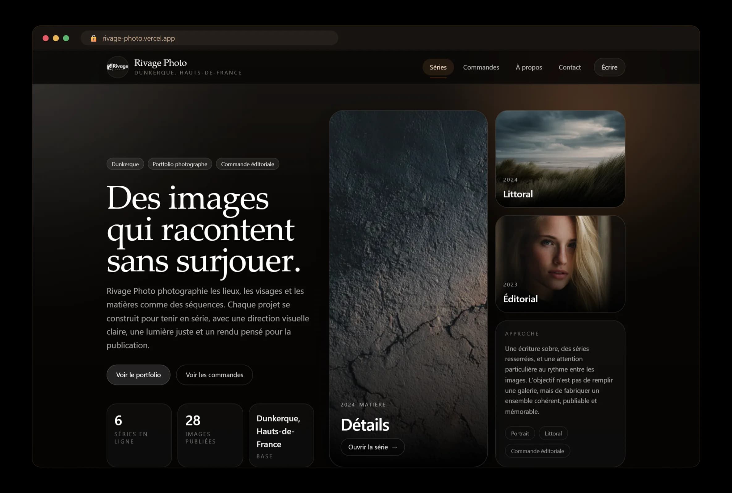 Le site Rivage Photo affiché dans un navigateur
