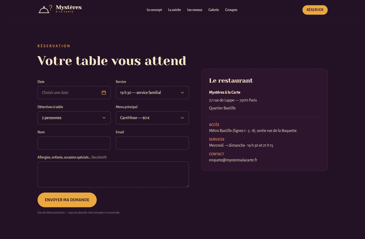 Mystères à la carte — écran 5
