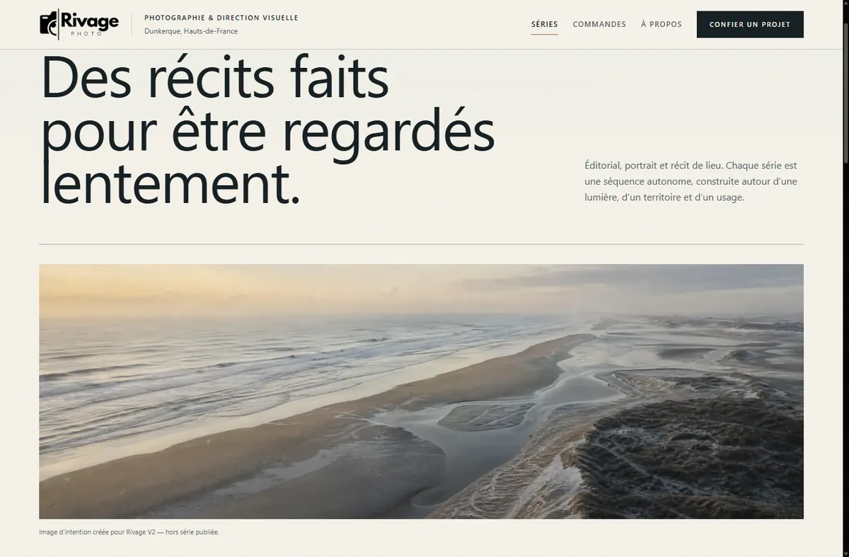 Page Séries de Rivage Photo présentant un récit photographique du littoral