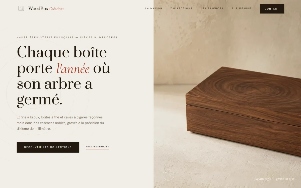 WoodBox Créations — écran 1